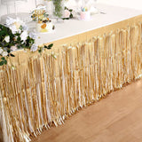 30inch x 9FT Metallic Foil Fringe Table Skirt, Self Adhesive Party Table Skirt - Matte Gold