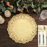 50 Pcs | 12inch Round Gold Lace Paper Doilies, Food Grade Paper Placemats