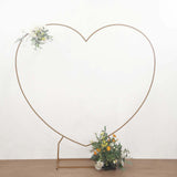 7ft Heavy Duty Gold Metal Heart Shape Photo Backdrop Stand, Wedding Arch