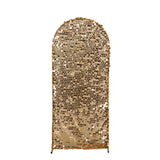 5ft Sparkly Gold Big Payette Sequin Fitted Wedding Arch Cover for Round Top Chiara Backdrop #whtbkgd