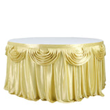 14ft Champagne Pleated Satin Double Drape Table Skirt