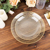 10 Pack Gold Glitter Clear Hammered Disposable Salad Plates, 7inch Round Disposable