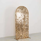 6ft Sparkly Gold Big Payette Sequin Fitted Wedding Arch Cover for Round Top Chiara Backdrop