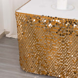 21ft Gold Premium Big Payette Sequin Dual Layered Satin Table Skirt