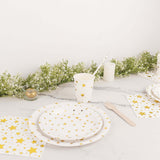 120 Pcs White Gold Stars Disposable Dinnerware Set, Tableware Combo Pack