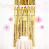 8ft Gold Metallic Tinsel Foil Fringe Doorway Curtain Party Backdrop