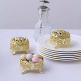 12 Pack | 2.5inch Metallic Gold Vintage Plastic Wedding Favor Boxes