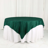 72x72Inch Hunter Emerald Green Accordion Crinkle Taffeta Table Overlay, Square Tablecloth Topper