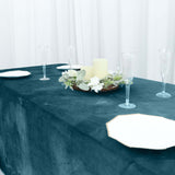 90Inchx156Inch Peacock Teal Seamless Premium Velvet Rectangle Tablecloth, Reusable Linen