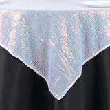 60x60inch Iridescent Blue Duchess Sequin Square Table Overlay, Table Linen Decor#whtbkgd