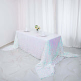 90inch x 156inch Iridescent Blue Big Payette Sequin Rectangle Tablecloth Premium