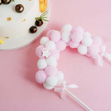 6inchx11inch Pink/White Cotton Ball Arch Cake Topper, Cake Decoration Supplies