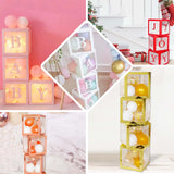 2pcs Transparent DIY Balloon Boxes, Baby Shower Party Decoration Boxes Metallic Gold Edges