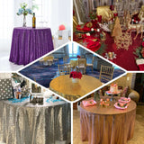 132inch Navy Blue Premium Sequin Round Tablecloth, Sparkly Tablecloth