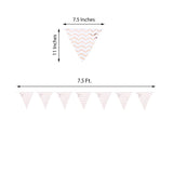 7.5ft | Rose Gold Chevron Print Triangle Pennant Flag Party Banner