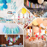 12 Pack | Pre-Tied Eggplant Tissue Paper Tassel Garland With String, Hanging Fringe Party Streamer Backdrop Decor