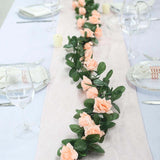 6ft | Peach Artificial Silk Rose Garland UV Protected Flower Chain