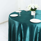 120inch Peacock Teal Satin Round Tablecloth