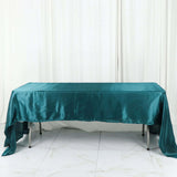 60"x126" Peacock Teal Satin Rectangular Tablecloth