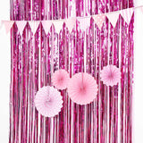 8ft Fuchsia Metallic Tinsel Foil Fringe Doorway Curtain Party Backdrop
