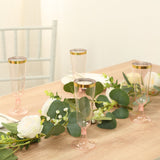 12 Pack Transparent Blush Disposable Champagne Flutes with Gold Rim, 5oz Plastic Toasting Cocktail