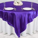 90"x90" Purple Satin Square Table Overlay