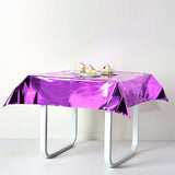 Purple Metallic Foil Square Tablecloth, Disposable Table Cover