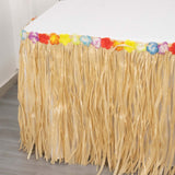 9FT Natural Raffia Table Skirt, Tropical Table Skirts for Hawaiian Decoration