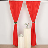 2 Pack Red Polyester Event Curtain Drapes, 10ftx8ft Backdrop Event Panels With Rod Pockets 130 GSM