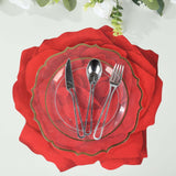 10 Pack Red Rose Flower Disposable Table Mats, 14inch Floral Cardboard Paper Placemats