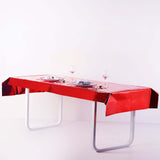 40x90 Inch | Red Metallic Foil Rectangle Tablecloth, Disposable Table Cover