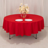 Red Seamless Cotton Linen Blend Round Tablecloth - 90inch