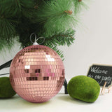 6inch Blush / Rose Gold Foam Disco Mirror Ball With Hanging Strings, Holiday Christmas Ornaments