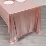 60x126inch Rose Gold Shimmer Sequin Dots Polyester Tablecloth, Wrinkle Free Sparkle Glitter