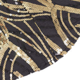 Black Gold Wave Embroidered Sequin Cocktail Spandex Table Cover