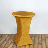 Gold Metallic Shimmer Tinsel Spandex Cocktail Table Cover