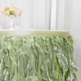 14ft Sage Green Curly Willow Taffeta Table Skirt