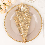 Champagne Wave Embroidered Sequin Mesh Dinner Napkin, Reusable Decorative Napkin