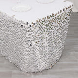 21ft Silver Premium Big Payette Sequin Dual Layered Satin Table Skirt