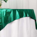 Hunter Emerald Green Shimmer Sequin Dots Square Polyester Table Overlay, Wrinkle