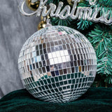 4 Pack | 6inches Silver Foam Disco Mirror Ball With Hanging Strings, Holiday Christmas Ornaments