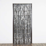 8ft Silver Metallic Tinsel Foil Fringe Doorway Curtain Party Backdrop