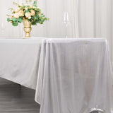 60x126inch Silver Shimmer Sequin Dots Polyester Tablecloth, Wrinkle Free Sparkle Glitter