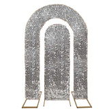 Set of 2 Silver Payette Sequin Wedding Arch Covers for Round Top and Double Arch Chiara#whtbkgd