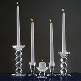 3inch Tall Gemcut Premium Crystal Glass Taper Candlestick Holder Stand With Gold Metal Stem