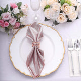 5 Pack Rose Gold Shimmer Sequin Dots Polyester Table Napkins, Reusable Sparkle Glitter Cloth Dinner 