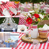 108" White Rose Quartz Buffalo Plaid Round Tablecloth, Checkered Gingham Polyester Tablecloth