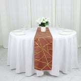 9ft Terracotta (Rust) With Gold Foil Geometric Pattern Table Runner