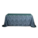 90x156inch Hunter Emerald Green Sequin Leaf Embroidered Tulle Rectangular Tablecloth