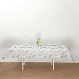 60x102inch White Green Non-Woven Rectangular Table Cover With Olive Leaves Print, Spring Summer